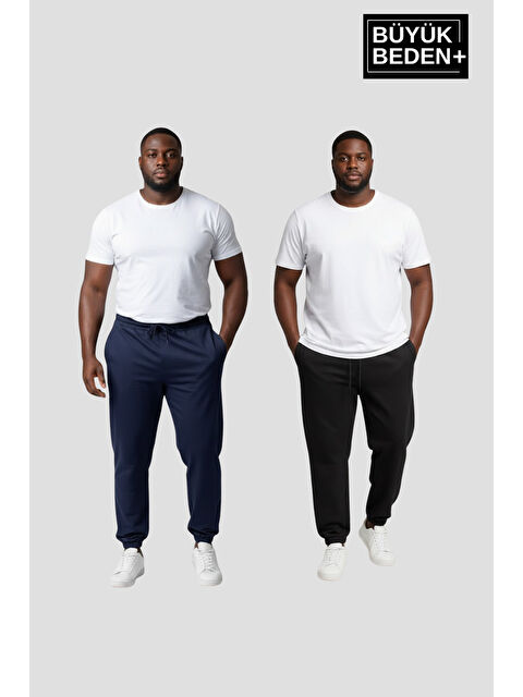 Süperlife Erkek Büyük Beden İkili Jogger Paça Lastikli İnce Eşofman Altı Seti SPR26BEA951+2 - S000487465-37355