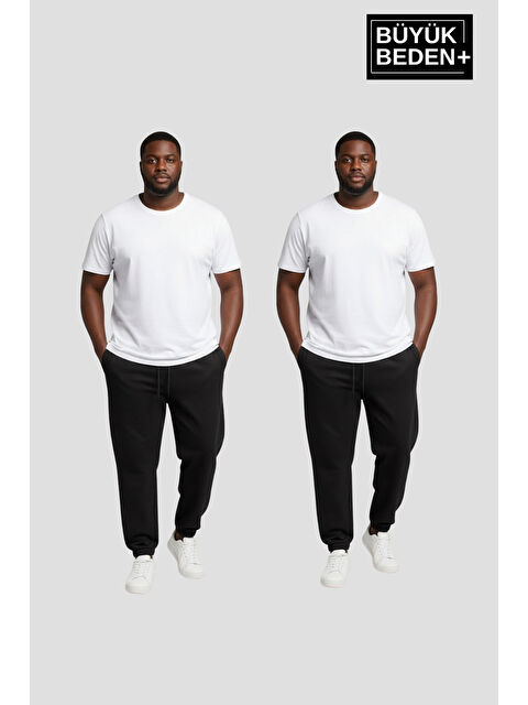 Süperlife Erkek Büyük Beden İkili Jogger Paça Lastikli İnce Eşofman Altı Seti SPR26BEA951+2 - S000487465-19351