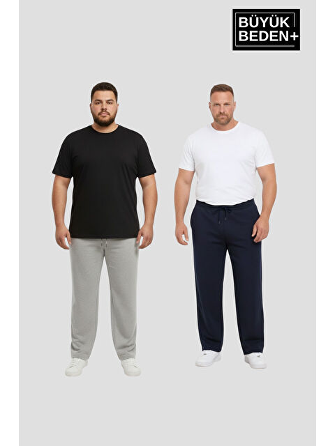 Süperlife Erkek Büyük Beden Paça Reçme İnce Eşofman Altı 2’li Set – Rahat Kalıp SPR26BEA952+2 - S000487468-37281