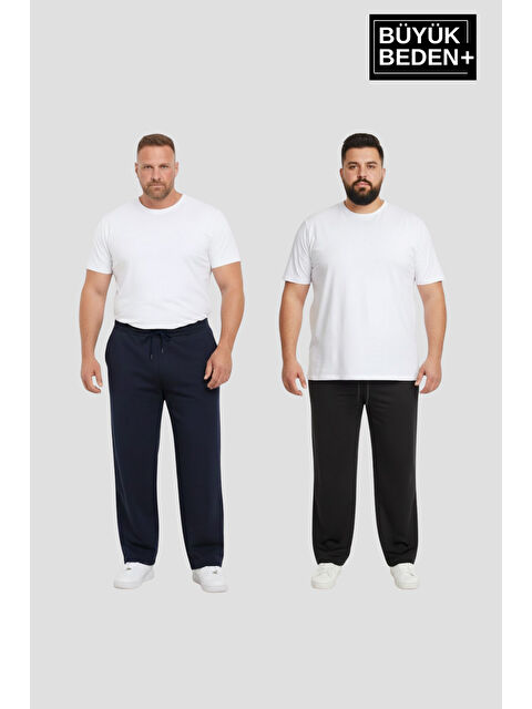 Süperlife Erkek Büyük Beden Paça Reçme İnce Eşofman Altı 2’li Set – Rahat Kalıp SPR26BEA952+2 - S000487468-37355