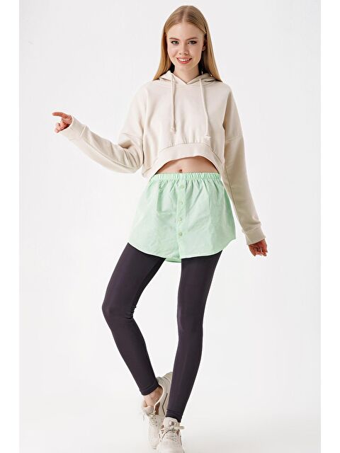 Bigdart 1888 Sweatshirt Ve Kazak Altı Gömlek Etek - E.Yeşil - S000089642-18194