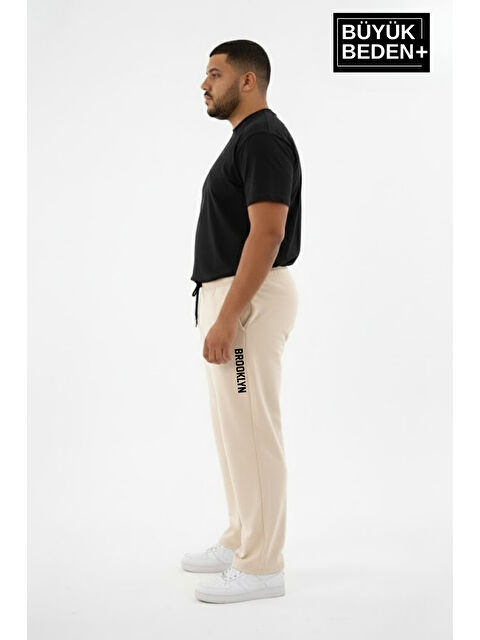 Süperlife Erkek Büyük Beden BROOKLYN Baskılı Rahat Kesim Paça Reçme ince Eşofman Altı SPR26EA952-2 - S000482634-19928