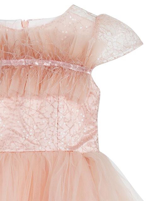 Civil Girls Robası Tüylü Kuyruklu 6-14 Yaş Abiye - Pudra 14-15 Yaş - S000227461-7152