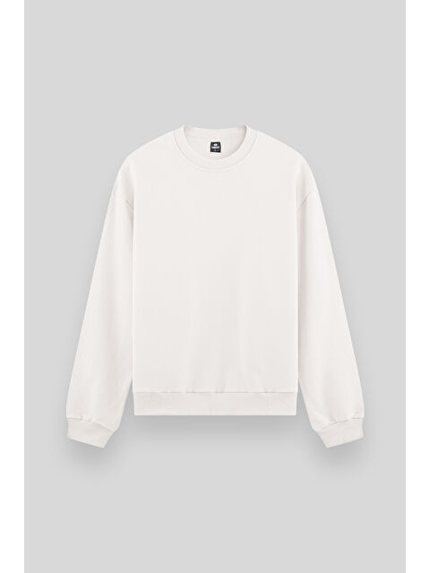 Tommylife Ekru Basic Bisiklet Yaka Rahat Form Erkek Sweatshirt - 88053 - S000032319-19965