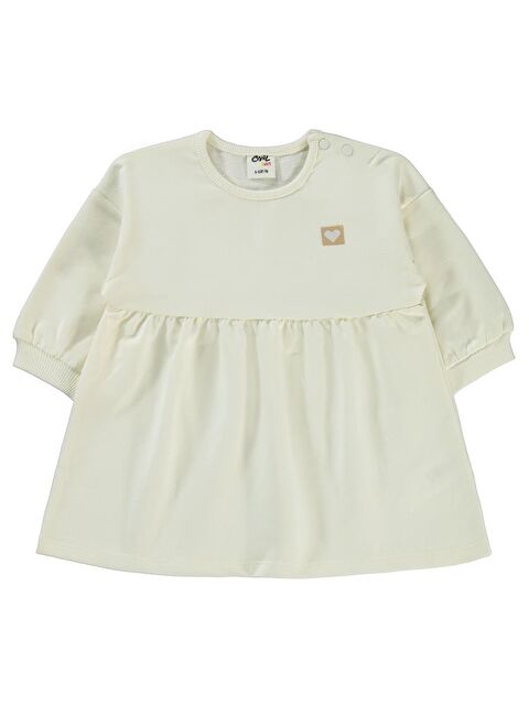 Civil Baby Basic Kalp Etiketli 6-18 Ay Elbise - Ekru 18-24 Ay - S000417409-19965