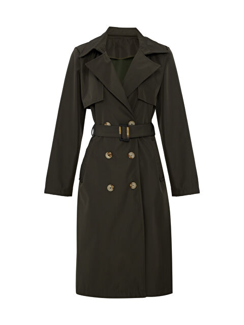 Muni Muni Geniş Yaka Düz Renk Trençkot