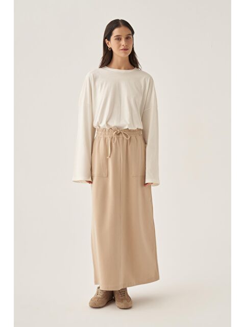 ALLDAY Bej-Pamuklu İki Cepli Elastanlı Etek - S000191855-19928
