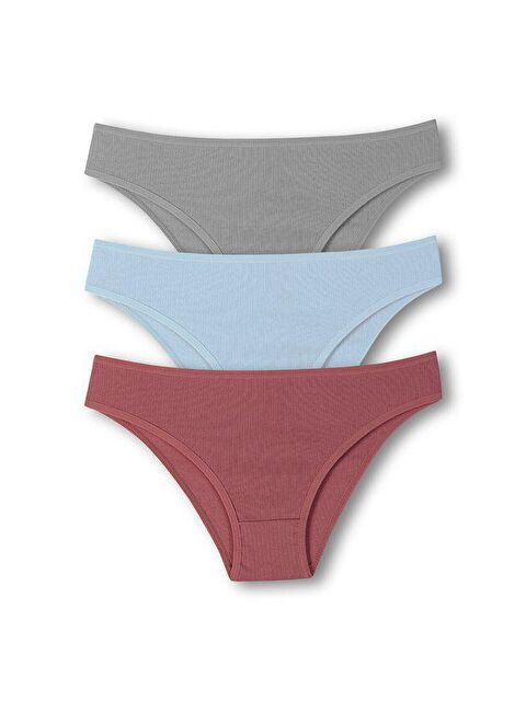 Hnx Pamuklu Fitilli Dokulu Slip Kadın Külot 3'lü - S000041989-37370