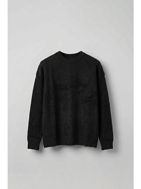 Abluka Online Erkek Oversize Yumuşak Dokulu Kazak Siyah - S000334020-19351