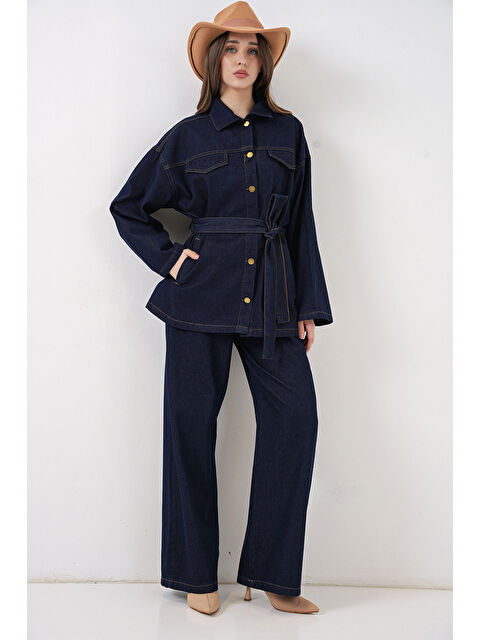 Bigdart Kadın Ceket Pantolon Jean İkili Takım 30059 - Lacivert - S000466088-21164
