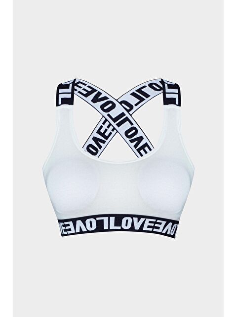 Hnx Pamuklu Sırtı Açık Çapraz LOVE Askılı Çıkarılabilir Kaplı Kadın Büstiyer - S000041993-20063