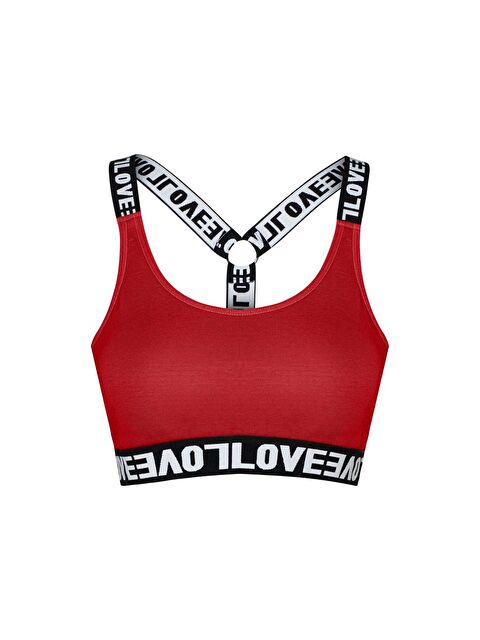 Hnx Pamuklu Halkalı Çapraz LOVE Askılı Çıkarılabilir Kaplı Kadın Büstiyer - S000041994-20045