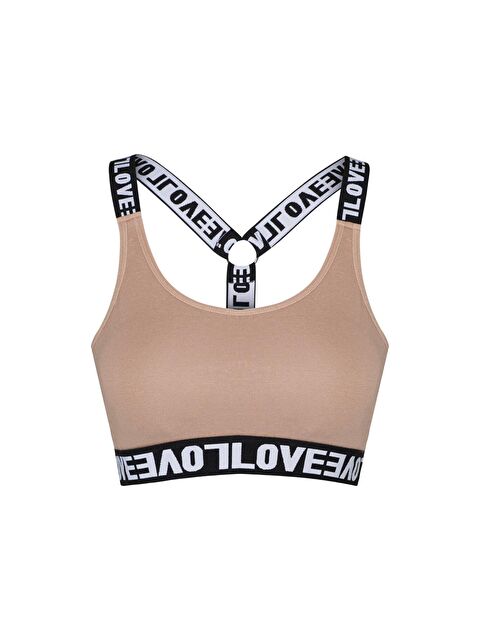 Hnx Pamuklu Halkalı Çapraz LOVE Askılı Çıkarılabilir Kaplı Kadın Büstiyer - S000041994-17365