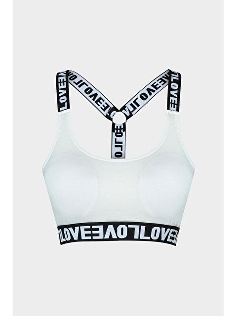 Hnx Pamuklu Halkalı Çapraz LOVE Askılı Çıkarılabilir Kaplı Kadın Büstiyer - S000041994-19965