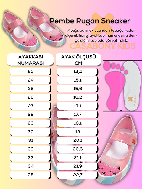Casabony Pembe Rugan Simli 3d Kız Babet Sneakers - S000161256-20024