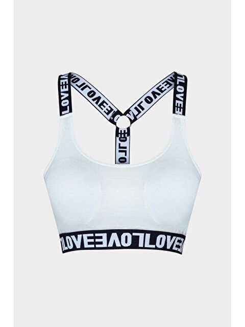 Hnx Pamuklu Halkalı Çapraz LOVE Askılı Çıkarılabilir Kaplı Kadın Büstiyer - S000041994-20063
