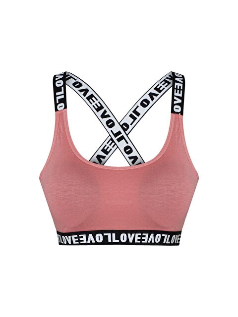 Hnx Pamuklu Çapraz LOVE Askılı Çıkarılabilir Kaplı Kadın Büstiyer - S000041995-26429