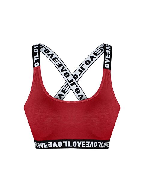 Hnx Pamuklu Çapraz LOVE Askılı Çıkarılabilir Kaplı Kadın Büstiyer - S000041995-20045