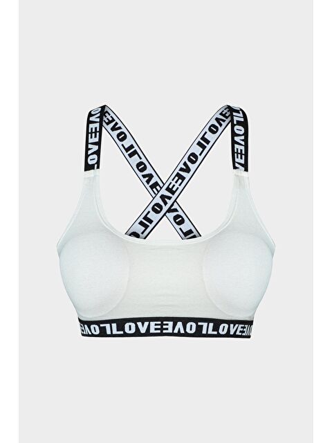 Hnx Pamuklu Çapraz LOVE Askılı Çıkarılabilir Kaplı Kadın Büstiyer - S000041995-19965