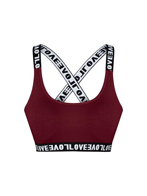 Hnx Pamuklu Çapraz LOVE Askılı Çıkarılabilir Kaplı Kadın Büstiyer - S000041995-19951