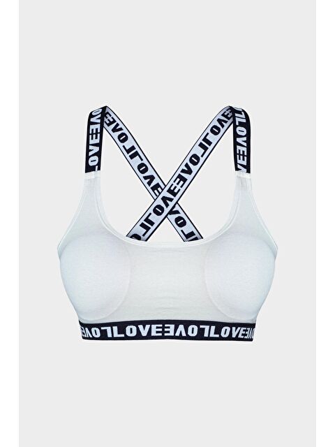 Hnx Pamuklu Çapraz LOVE Askılı Çıkarılabilir Kaplı Kadın Büstiyer - S000041995-20063