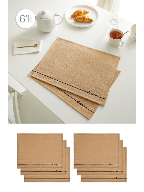 Ocean Home Textile 6'lı Dream Jüt Amerikan Servis Seti 45 x 35 cm - S000091776-19928