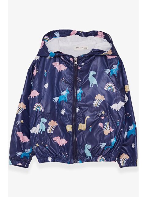 Breeze Kız Çocuk Yağmurluk Dinozor Desenli Lacivert (1-5 Yaş) - S000096900-21164