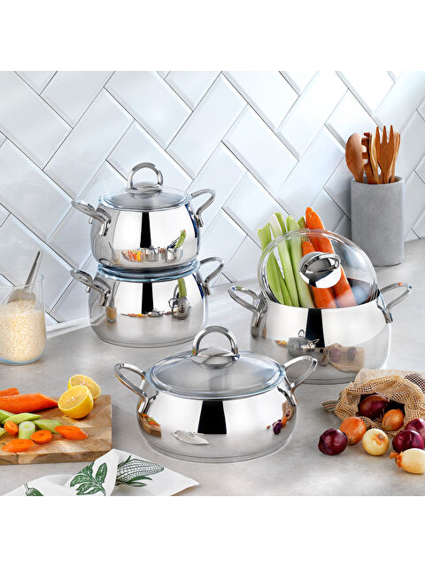 SCHAFER New Trendy 8 Parça Çelik Tencere Seti-Inox - S000144309-18105