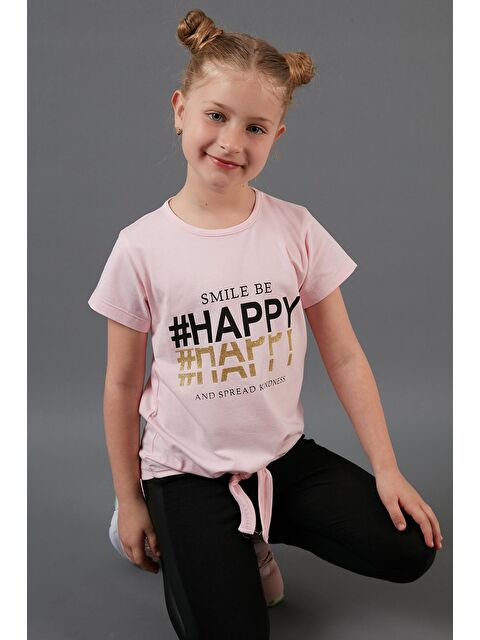 Lela Pamuklu Baskılı Bağlama Detaylı Bisiklet Yaka T Shirt 6211018 - S000001470-20024