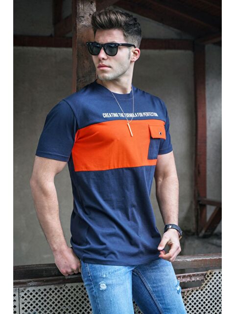 Madmext Baskılı Lacivert %100 Pamuk Tişört 5356 - S000016406-21164