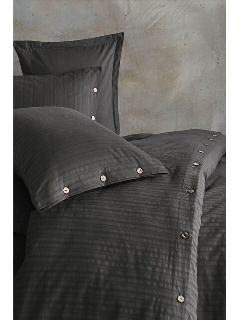 Nordqueen %100 Pamuk Çift Kişilik Düğmeli Nevresim Seti Arsida Antrasit - S000059716-29666