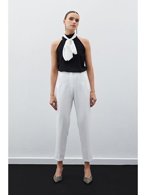 SATEEN Yüksek Bel Pensli Pantolon - Ekru - S000323893-19965