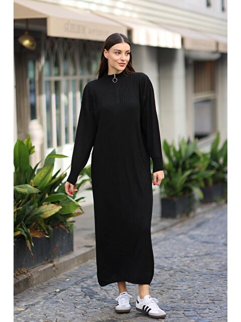 Bigdart 15839 Boydan Triko Elbise - Siyah - S000110376-19351