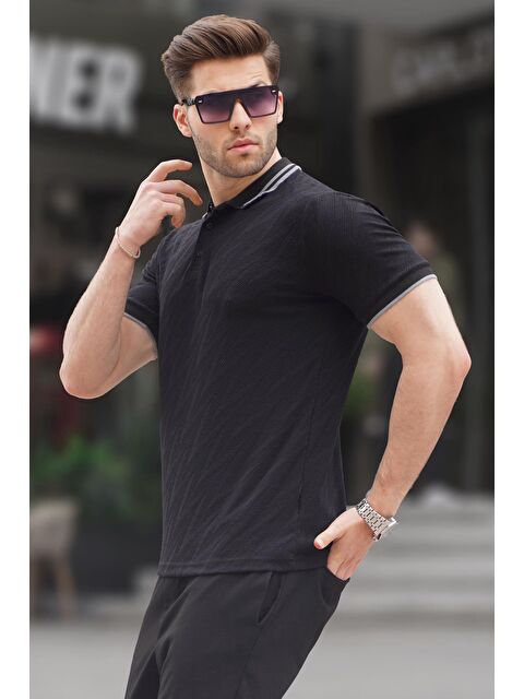 Madmext Siyah Polo Yaka Regular Fit Erkek Tişört 6110 - S000015926-19351