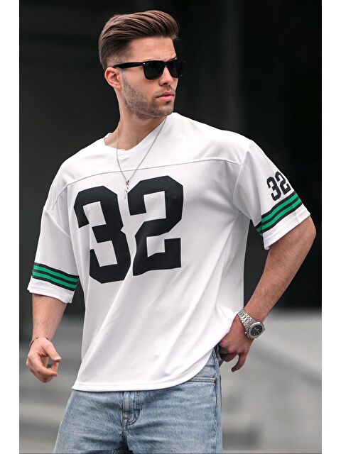 Madmext Beyaz Baskılı Oversize Erkek Tişört 5838 - S000015928-20063