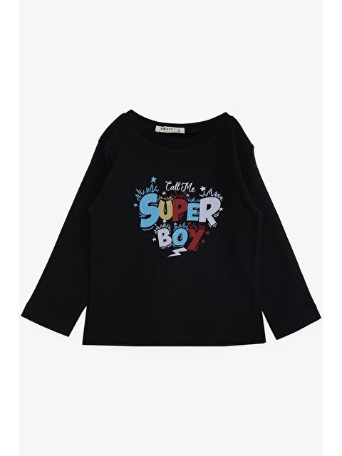 Breeze Erkek Çocuk Uzun Kollu Tişört Yazı Baskılı Siyah (1-4 Yaş) - S000068245-19351