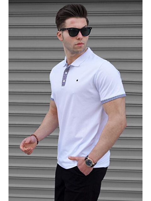 Madmext Beyaz Düz Polo Yaka Erkek Tişört