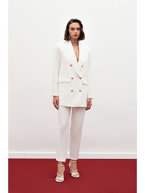 SATEEN Korsaj Detaylı Pantolon - Ekru - S000323835-19965