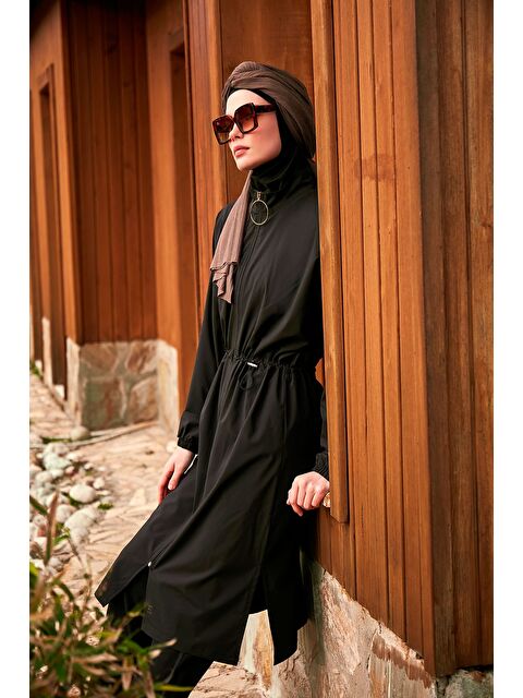 Marina Paraşüt Kumaş Siyah Tam Kapalı Tesettür Mayo M2401