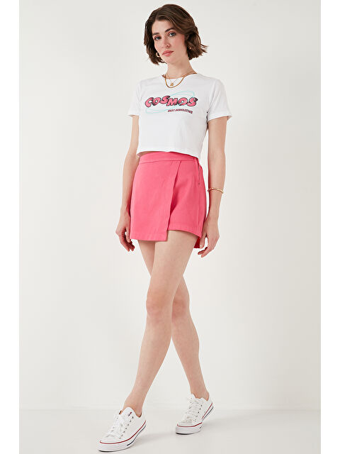 Lela Pamuklu Fermuarlı Asimetrik Mini Kadın Şort Etek 668Yp4411 - S000164624-18686