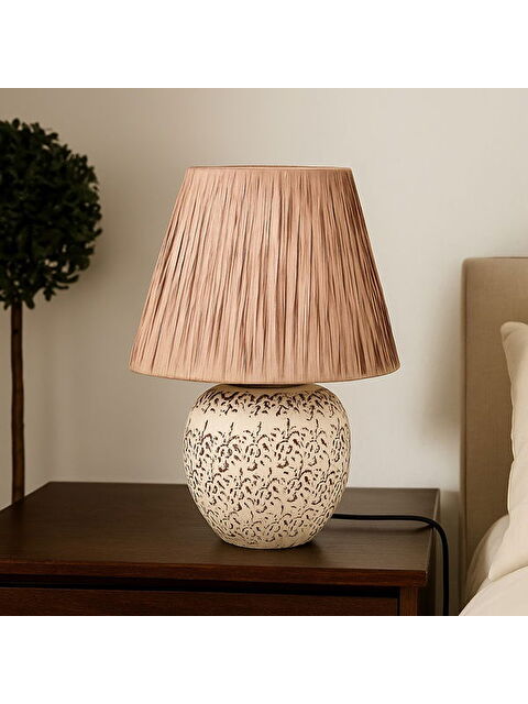 Safir Light Holbeak Seramik Abajur - Bej - 35x35x25 cm - S000374494-19928