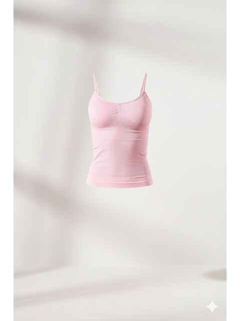 C&City C15011 Dikişsiz Ripli İnce Askılı Atlet Pembe - S000223008-20024