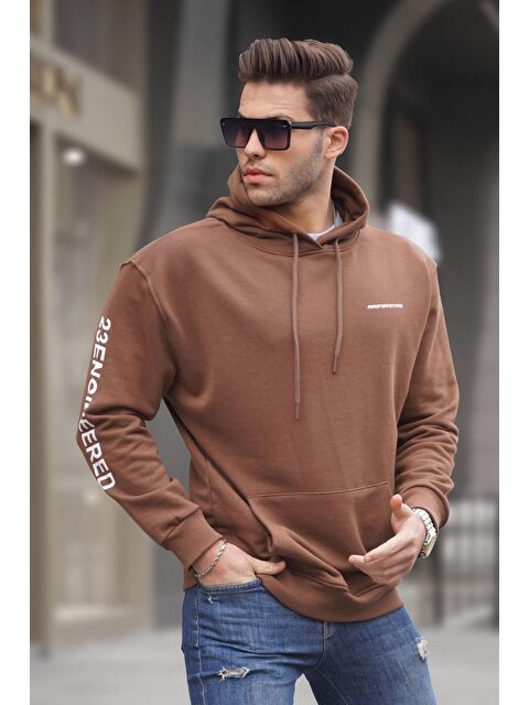 Madmext Kahverengi Kapüşonlu  Erkek Hoodie 6038 - S000049394-19413
