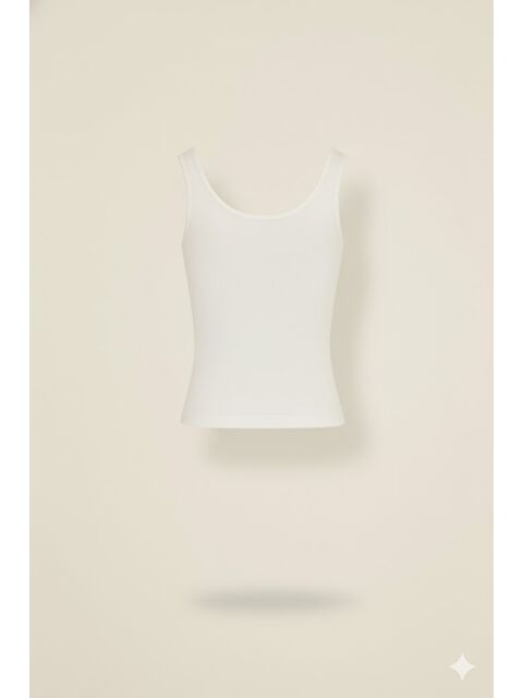 C&City C15002 Dikişsiz Kalın Askılı Atlet Beyaz - S000223010-20063