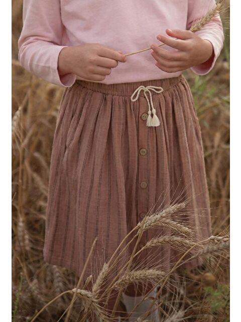 CİGİT Kız Çocuk Çizgili Müslin Etek - S000424430-19413