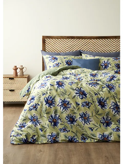 Bella Maison %100 Pamuk Saten Marlowe Çift kişilik Nevresim Seti Yeşil (200x220 cm) - S000393675-18194