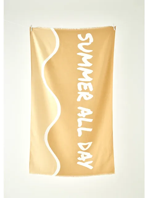 Bella Maison %100 Pamuk Summer All Day Baskılı Plaj Havlusu Hardal (90x150 cm) - S000388691-20074