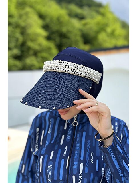 Remsa Mayo İncili Vizör Hasır Şapka Güneş Koruyucu Siperlik RŞ-95 Lacivert - S000219280-21164