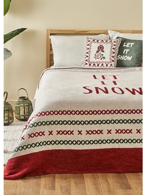 Bella Maison Jolly Pamuklu Çift Kişilik Battaniye Kırmızı-Yeşil (180x220 cm) - S000297162-20045