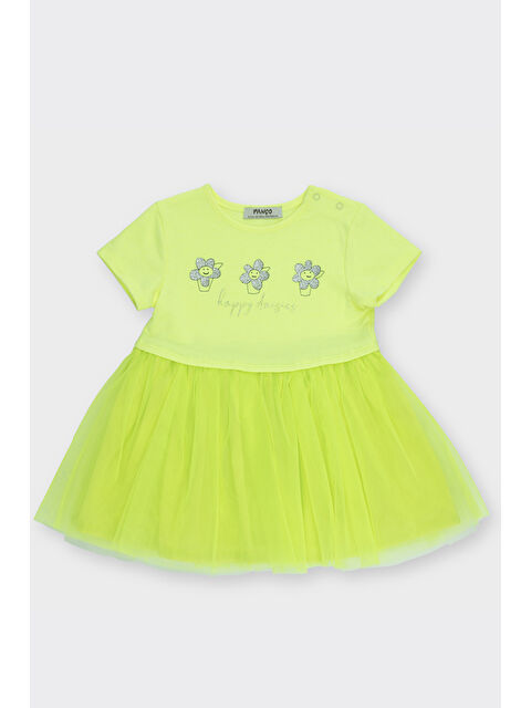 Panço Kız Bebek Baskı Detaylı Örme Sarı Elbise - S000253519-20072